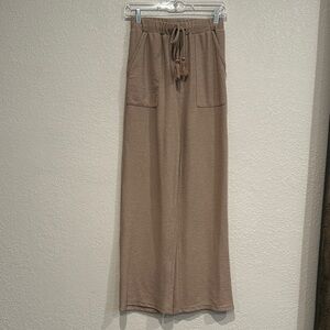 Amaryllis Casual Tan Wide-Leg Pants